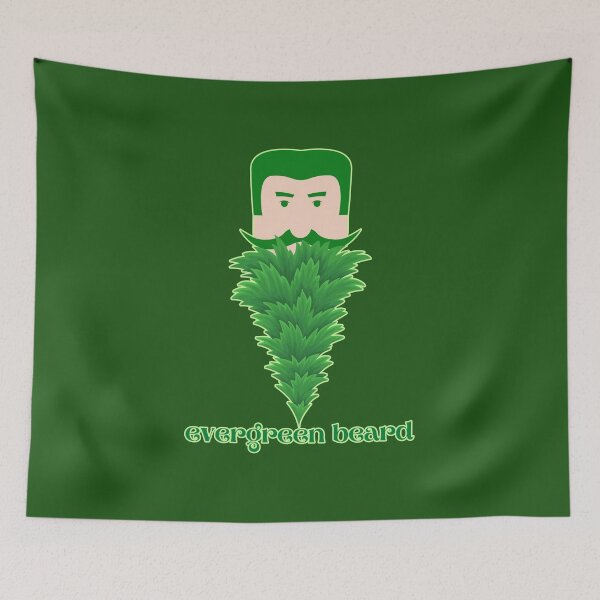 Item preview, Evergreen Fir-tree Beard Man With Long Green Mustache  designed and sold by BeeZBeez.