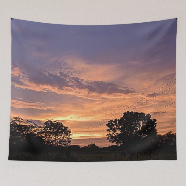 Item preview, Lavender peachy clouded sunset with trees designed and sold by Goforcreations.