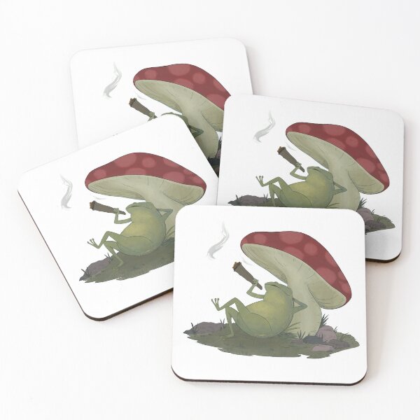 Item preview, Smoking Frog Chilling Against a Mushroom designed and sold by Bee-Witched.