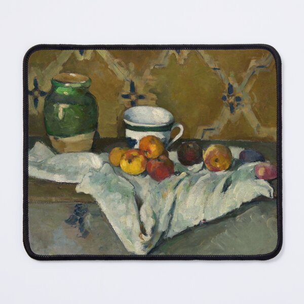 Item preview, Paul Cézanne - Still Life with Jar, Cup and Apples - Poterie, tasse et fruits sur une nappe blanche designed and sold by ArtExpression.