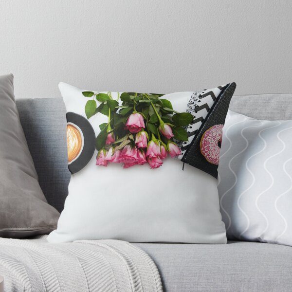 Item preview, Rise & Grind, Latte & Pink Roses designed and sold by newburyboutique.