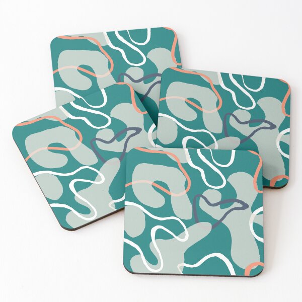 Item preview, BOHO RETRO: Teal Blue: Squiggle lines  designed and sold by ZAHARA-.
