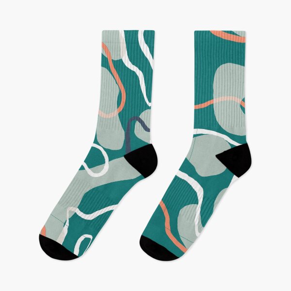 Item preview, BOHO RETRO: Teal Blue: Squiggle lines  designed and sold by ZAHARA-.
