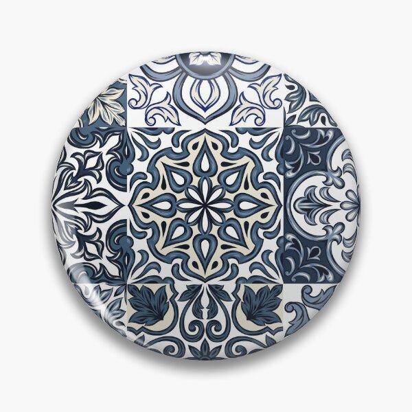 Item preview, Abstract patterns on ceramic tile, blue and white designed and sold by Chinxi.