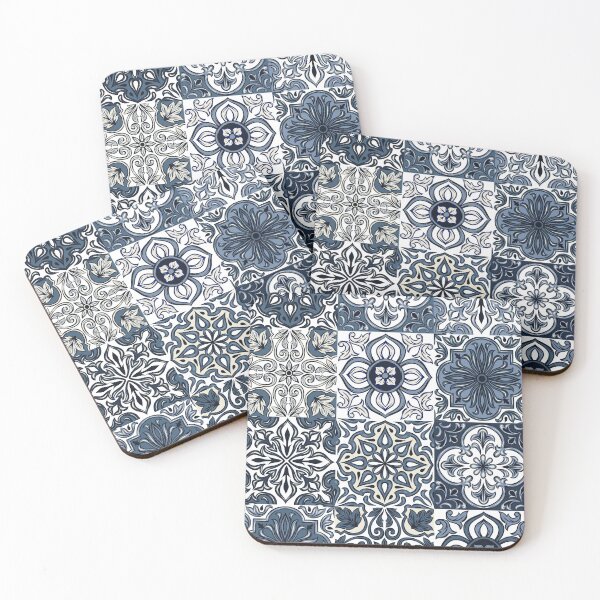 Item preview, Abstract patterns on ceramic tile, blue and white designed and sold by Chinxi.