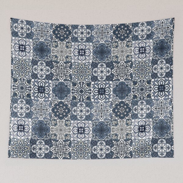 Item preview, Abstract patterns on ceramic tile, blue and white designed and sold by Chinxi.