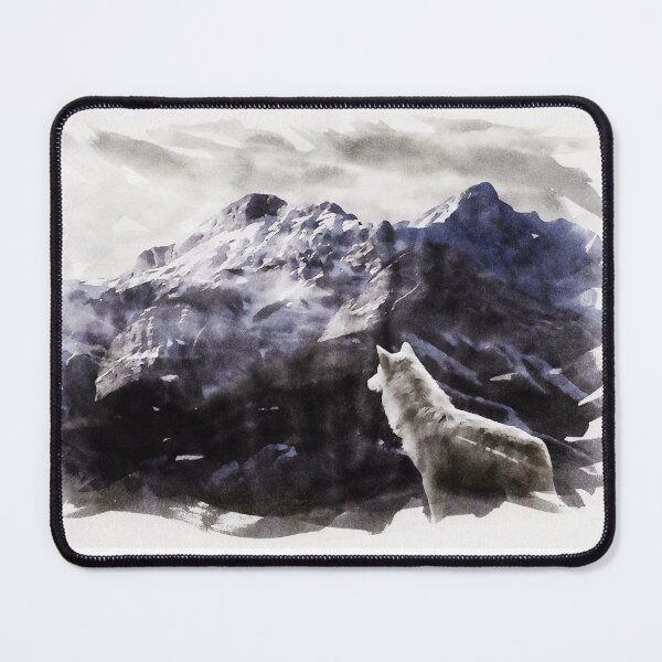 Item preview, Wolf Admiring The View on the snowy mountain peaks Watercolor Artwork designed and sold by Naumovski.