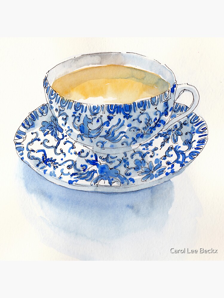 "Japanese Teacup" Sticker for Sale by CarolLeeBeckx Redbubble