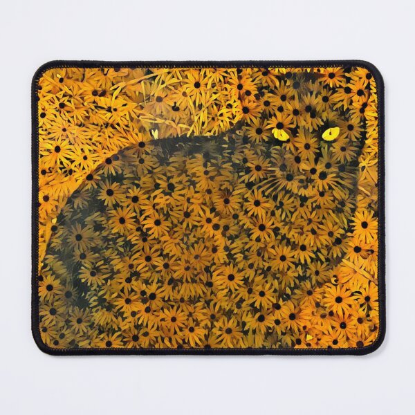 Item preview, Big Black Cat and Yellow Flowers designed and sold by Reclining Buddha Cat.