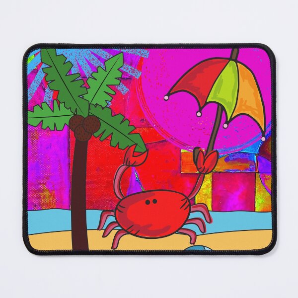 Item preview,  CUTE FUNNY CARTOON FUCHSIA  RED PINK KIDS BRIGHT SAND CRAB WITH UMBRELLA (NO TEXT) designed and sold by EllieMonroe.