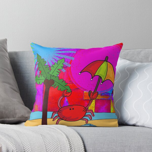 Item preview,  CUTE FUNNY CARTOON FUCHSIA  RED PINK KIDS BRIGHT SAND CRAB WITH UMBRELLA (NO TEXT) designed and sold by EllieMonroe.