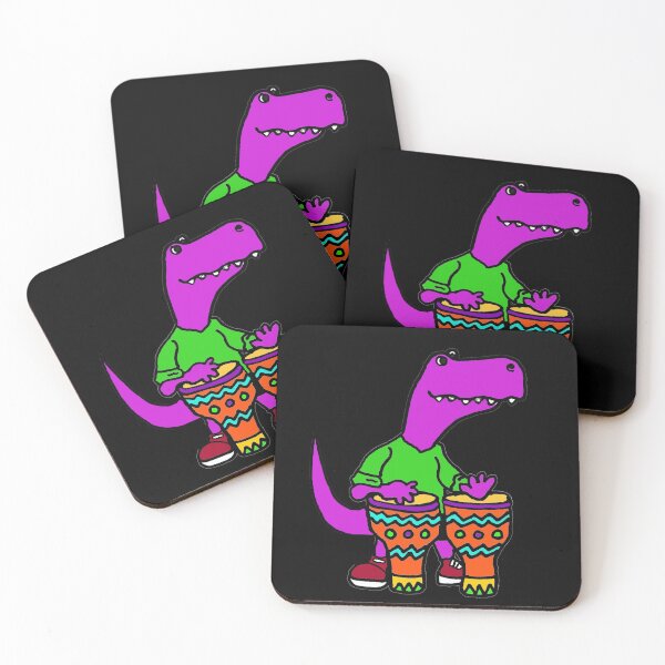 Item preview, Funny T-rex Dinosaur Playing Bongo Drums designed and sold by Nature's Fancy.