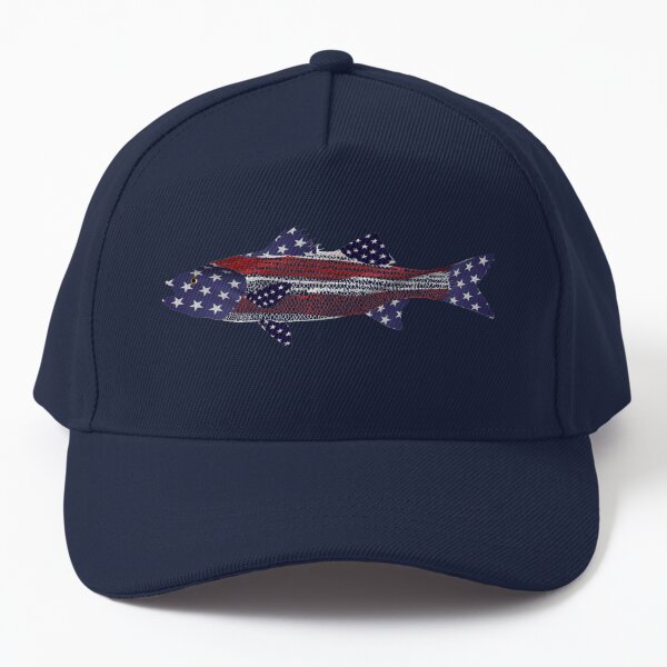American flag Striped bass Fishing flag Cap for Sale by hookink