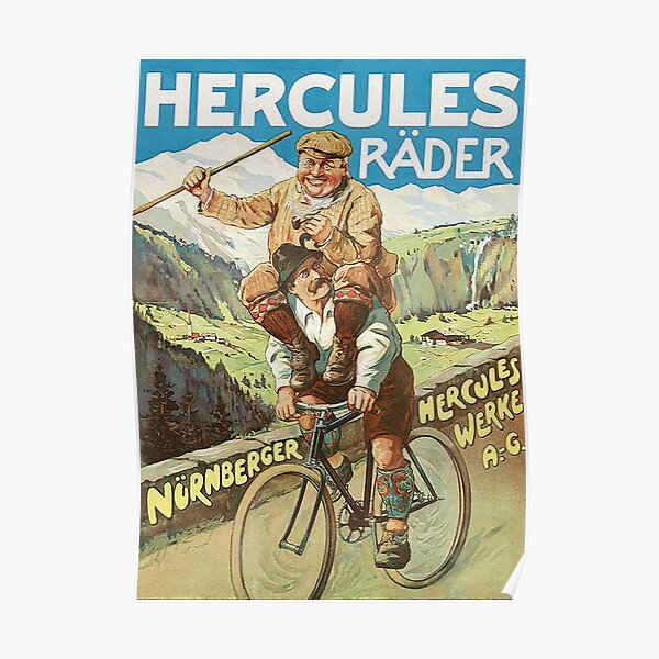 Bavarian Bicycle advertising, vintage poster Poster