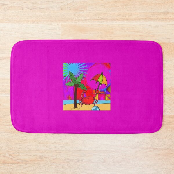 Item preview,  CUTE FUNNY CARTOON FUCHSIA  RED PINK KIDS BRIGHT SAND CRAB WITH UMBRELLA (NO TEXT) designed and sold by EllieMonroe.
