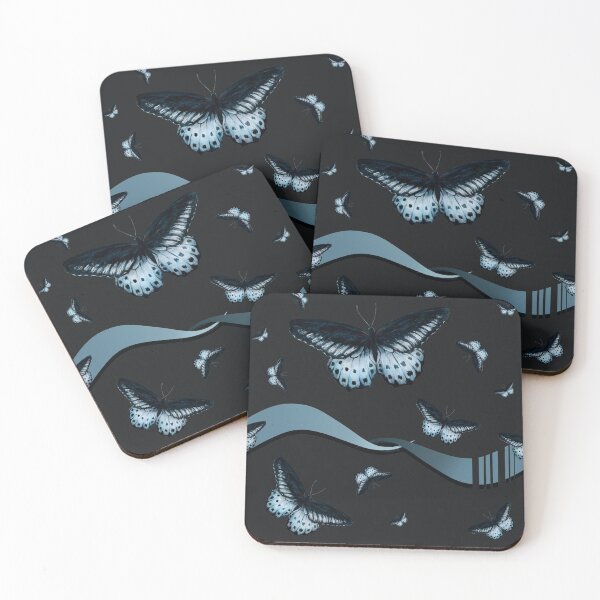 Item preview, Blue Mormon butterfly pattern with waves  designed and sold by CatCarrot.