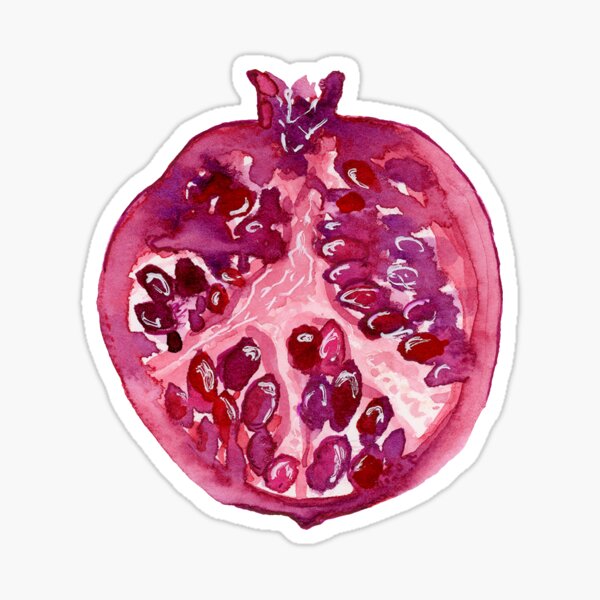 Vista previa del artículo con la obra «Granada jugosa - Fruta de acuarela», diseñado y vendido por TheSwimmingOwl.