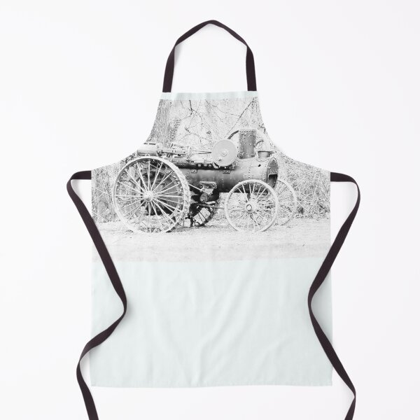 Item preview, vintage Vernonia Christmas old fashioned steam tractor black and white designed and sold by Dawna Morton.