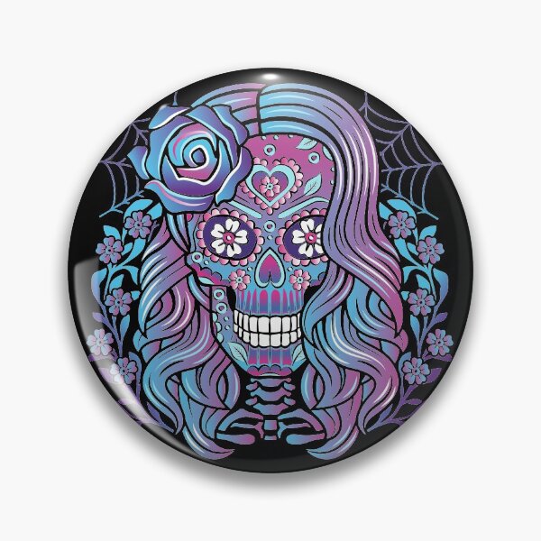 Item preview, Purple, Pink and Blue Sugar Skull Calavera designed and sold by SpreadForSatan.