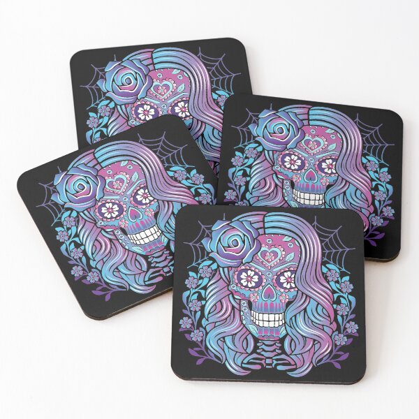 Item preview, Purple, Pink and Blue Sugar Skull Calavera designed and sold by SpreadForSatan.