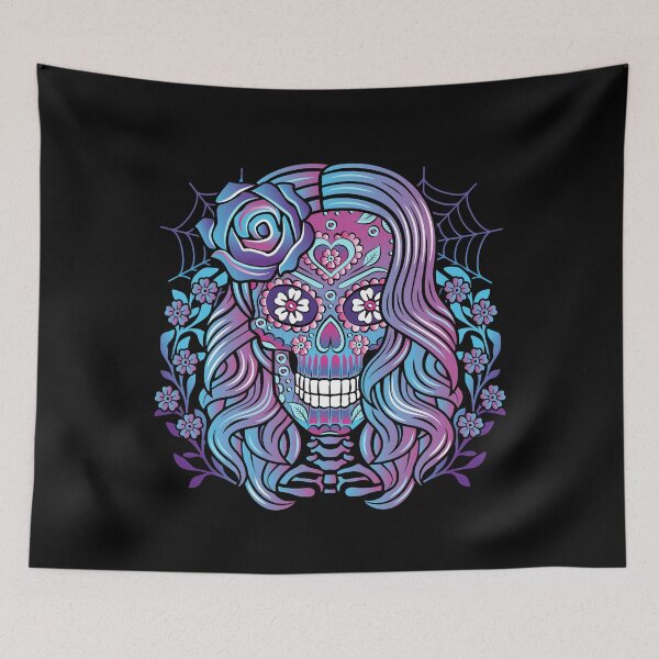 Item preview, Purple, Pink and Blue Sugar Skull Calavera designed and sold by SpreadForSatan.