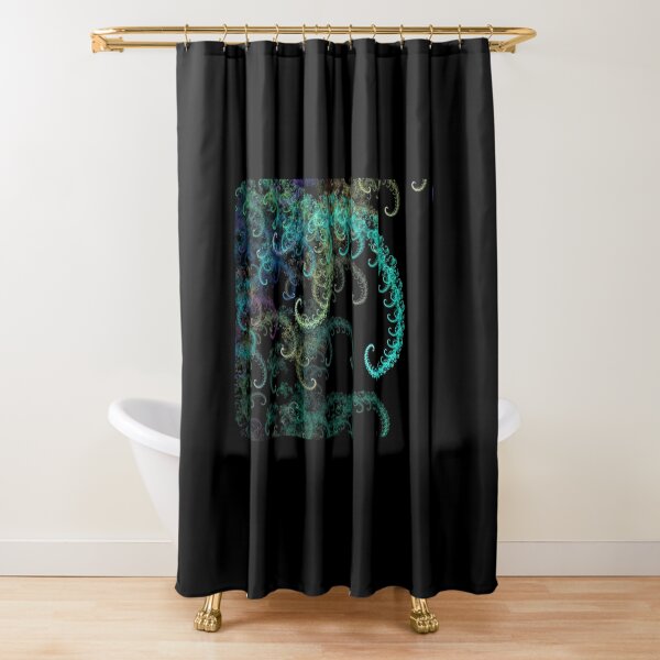 Alien Helix Pinnate Moss - Fractal Art Shower Curtain