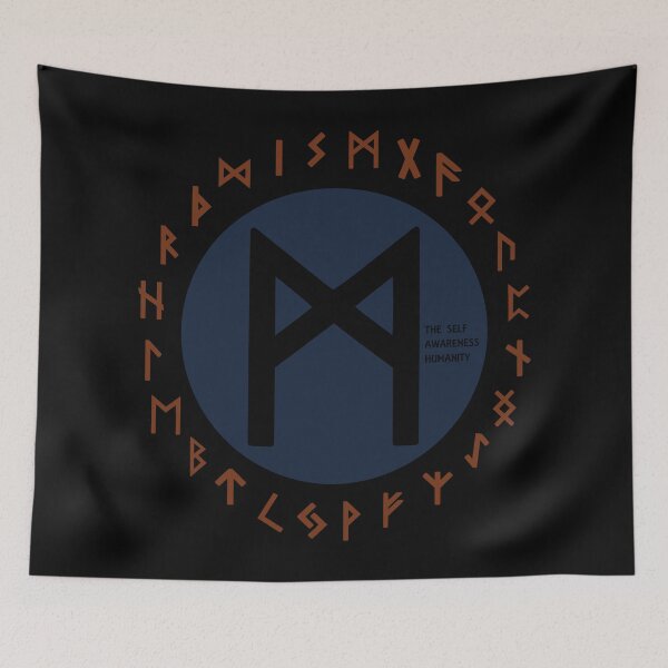 Item preview, Blue Mannaz Elder Futhark Rune | Viking | Pagan Symbol designed and sold by Depic Spirit.