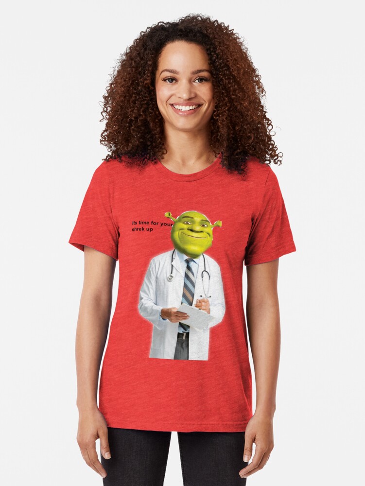 Alternate view of Shrek Check up meme Tri-blend T-Shirt