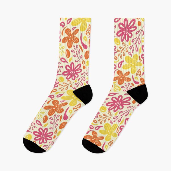 Item preview, Springtime Floral: Red, Orange, Yellow on Cream. designed and sold by cleolovescolor.