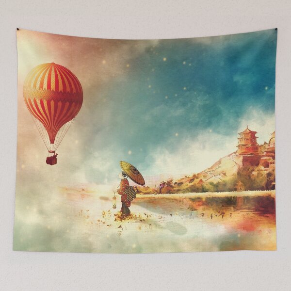 Item preview, Vintage Oriental Summer Landscape Painting designed and sold by livianasgifts.