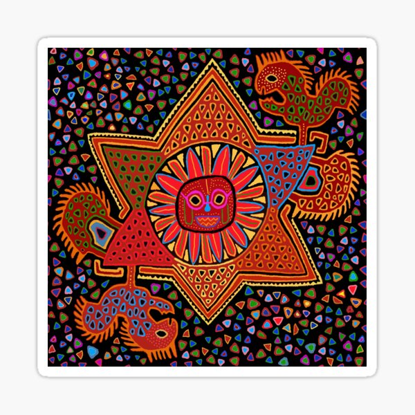Vista previa del artículo con la obra «Sunburst de otoño indio Kuna», diseñado y vendido por Esprit-Mystique.