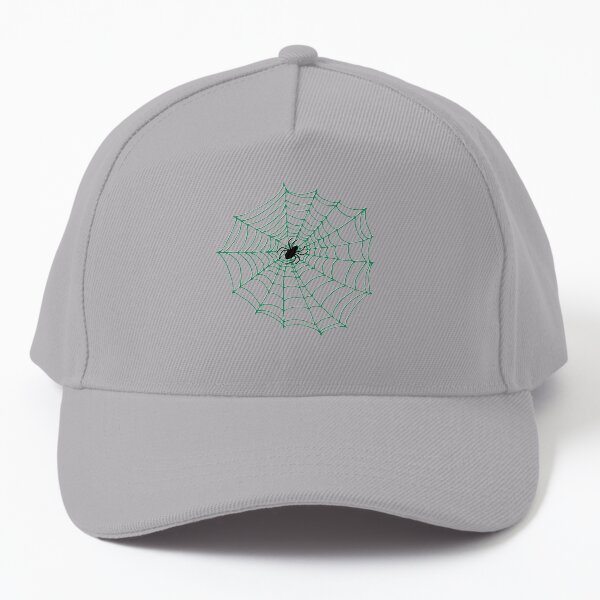Spider Web Pattern - Black on Green - Spiderweb pattern by Cecca Designs Baseball Cap