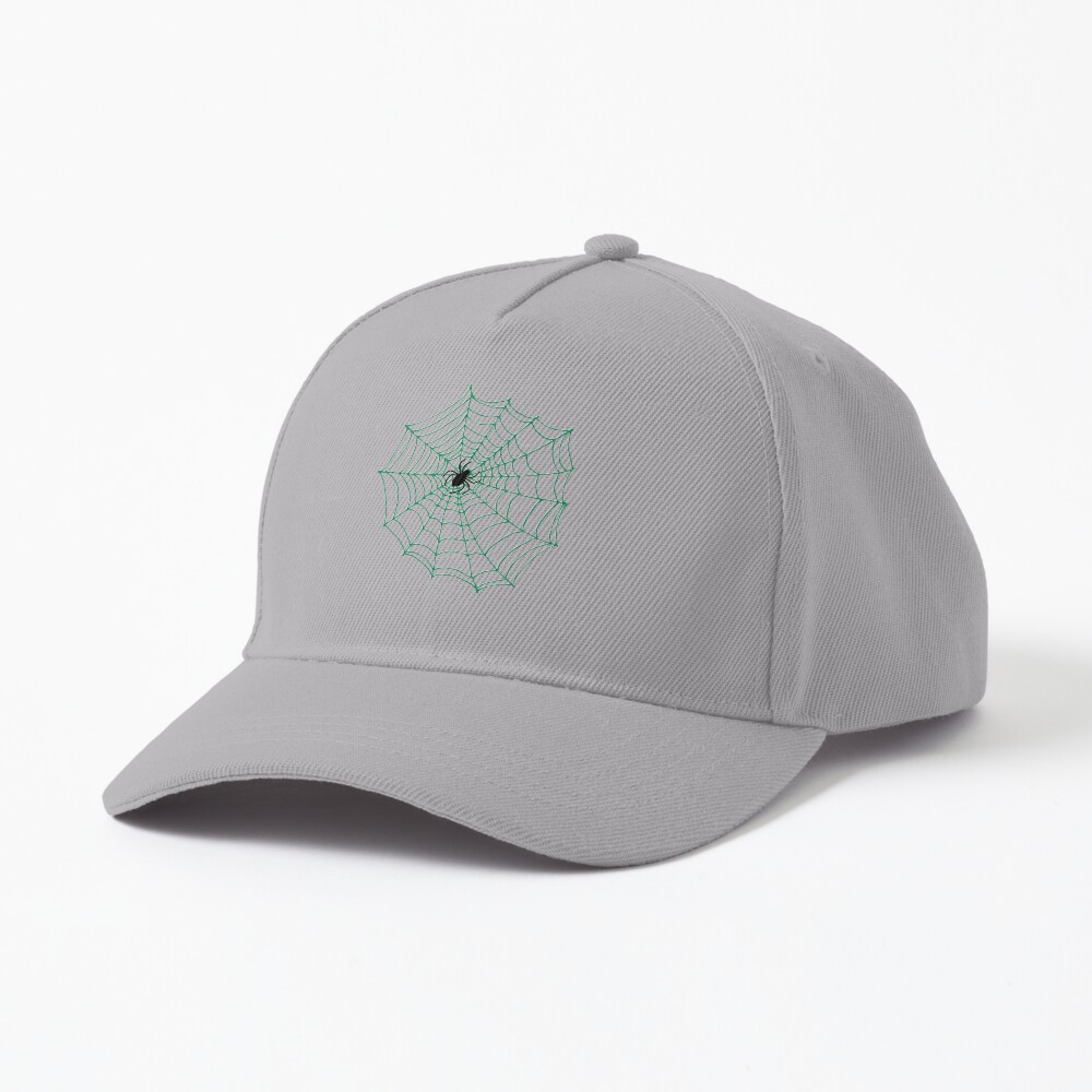 Spider Web Pattern - Black on Green - Spiderweb pattern by Cecca Designs Cap