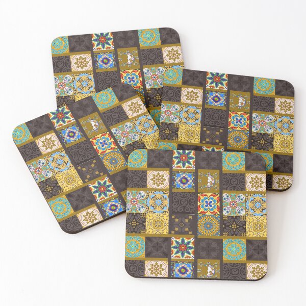 Item preview, Abstract patterns on ceramic tile, yellow turquoise theme designed and sold by Chinxi.