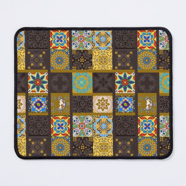 Item preview, Abstract patterns on ceramic tile, yellow turquoise theme designed and sold by Chinxi.