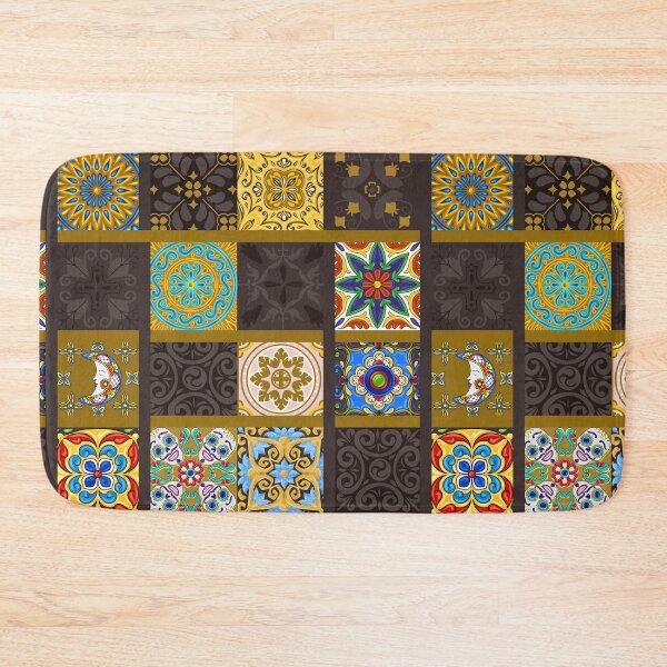 Item preview, Abstract patterns on ceramic tile, yellow turquoise theme designed and sold by Chinxi.