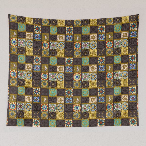 Item preview, Abstract patterns on ceramic tile, yellow turquoise theme designed and sold by Chinxi.