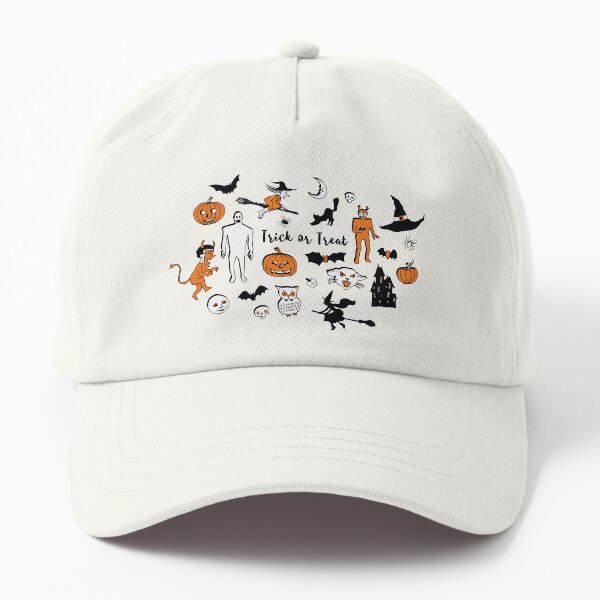 Retro Trick or Treat - Grey - Halloween pattern by Cecca Designs Dad Hat