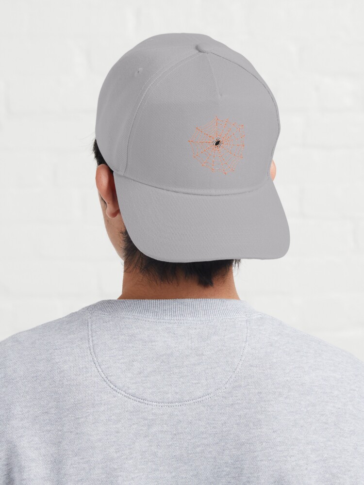 Alternate view of Spider Web Pattern - Black on Bright Orange - Spiderweb pattern by Cecca Designs Cap