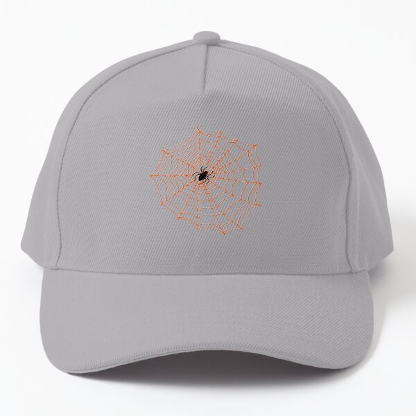 Spider Web Pattern - Black on Bright Orange - Spiderweb pattern by Cecca Designs Baseball Cap