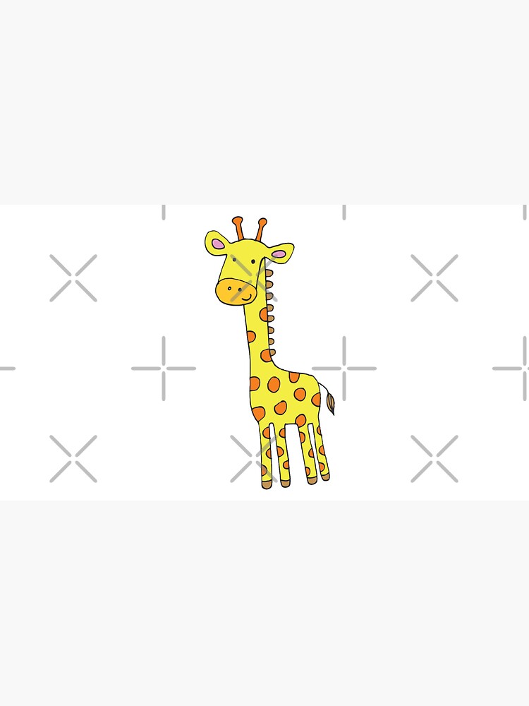Happy Giraffe - cute cartoon yellow on blue - Cute Giraffe by Cecca Designs by Cecca-Designs