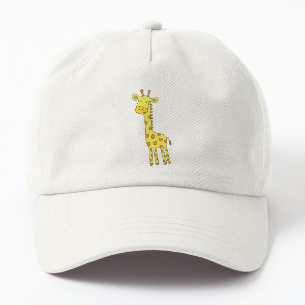 Happy Giraffe - cute cartoon yellow on blue - Cute Giraffe by Cecca Designs Dad Hat