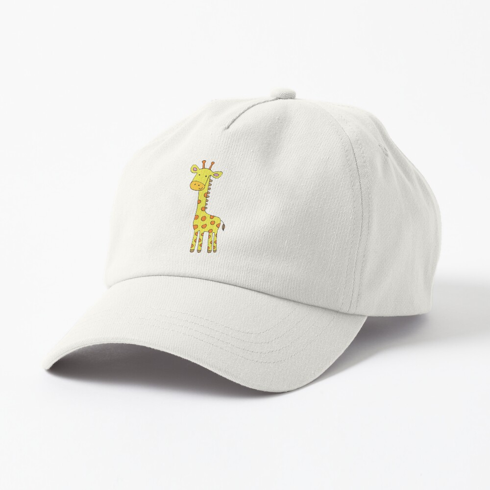 Happy Giraffe - cute cartoon yellow on blue - Cute Giraffe by Cecca Designs Cap