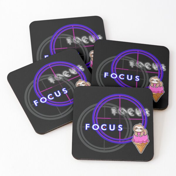 Item preview, FOCUS - Cute sloth ICE-CREAM motivation & inspirational message for SUCCESS - Motivational kawaii BLACK designed and sold by originalsusie.