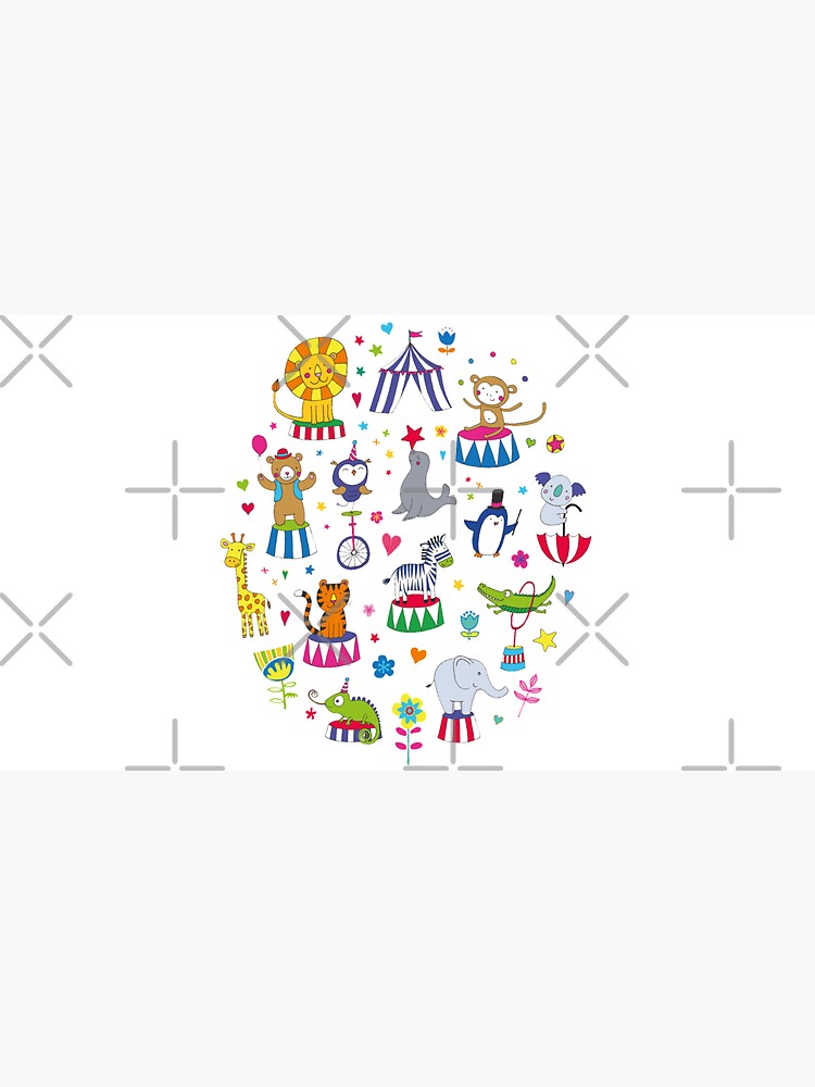 Circus Animal Alphabet - multicoloured on sky blue - Cute animal pattern by Cecca Designs by Cecca-Designs