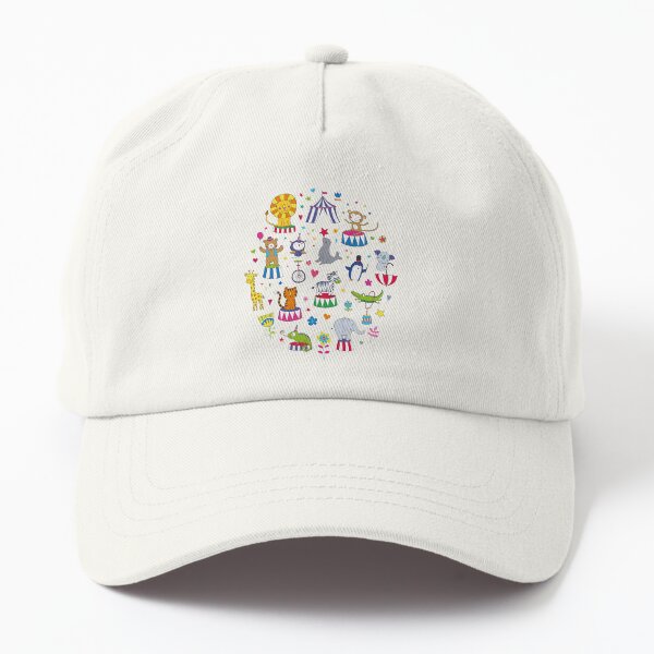 Circus Animal Alphabet - multicoloured on sky blue - Cute animal pattern by Cecca Designs Dad Hat