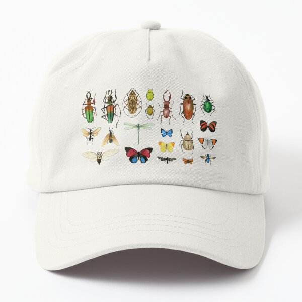 The Usual Suspects - insects on white - watercolour bugs pattern by Cecca Designs Dad Hat