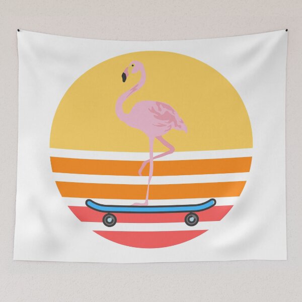 Item preview, Flamingo skateboarding designed and sold by YuneDesigns.