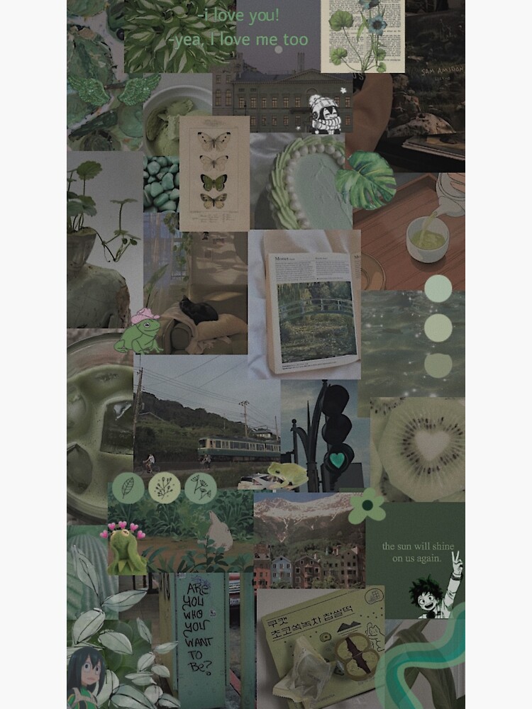 Thumbnail 3 of 3, Sticker, green collage design designed and sold by hanna0011.