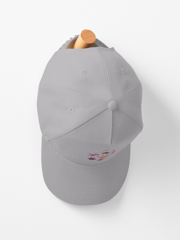 Alternate view of Dinosaur Desert - pink and orange on grey - fun pattern by Cecca Designs Cap